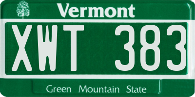 VT license plate XWT383