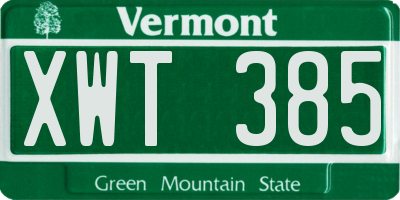 VT license plate XWT385