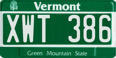 VT license plate XWT386
