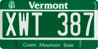 VT license plate XWT387