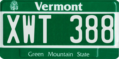 VT license plate XWT388