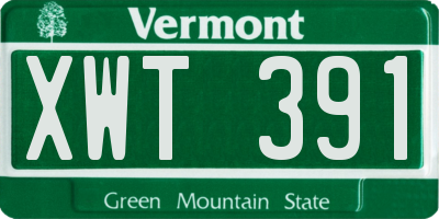 VT license plate XWT391