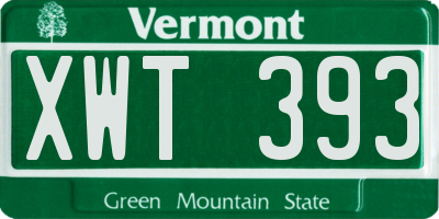 VT license plate XWT393