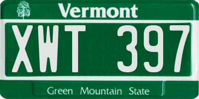 VT license plate XWT397