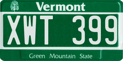 VT license plate XWT399