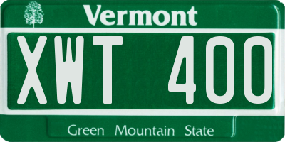 VT license plate XWT400
