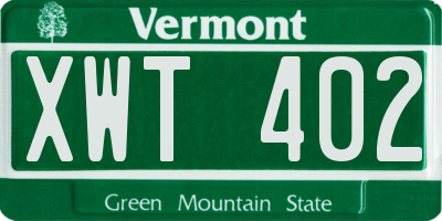 VT license plate XWT402