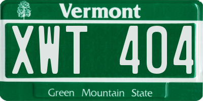 VT license plate XWT404