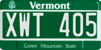 VT license plate XWT405