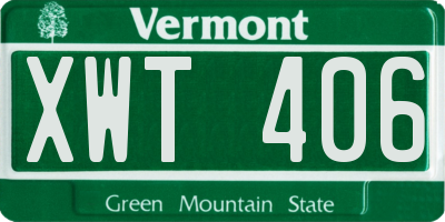 VT license plate XWT406