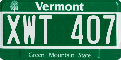 VT license plate XWT407