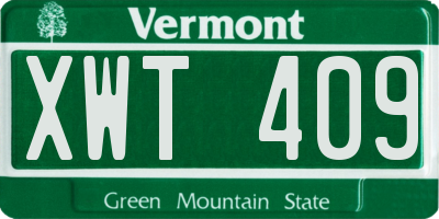 VT license plate XWT409
