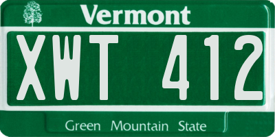 VT license plate XWT412