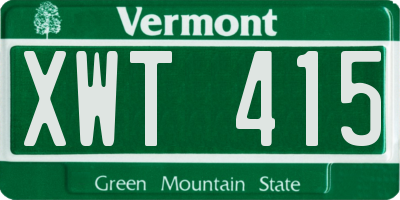 VT license plate XWT415