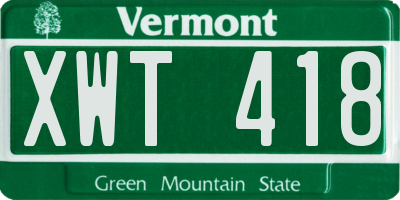 VT license plate XWT418