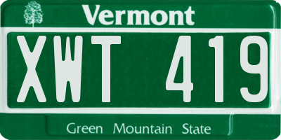 VT license plate XWT419