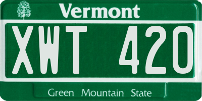 VT license plate XWT420