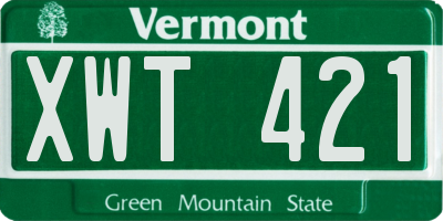 VT license plate XWT421