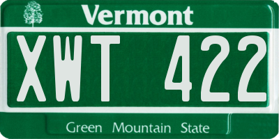 VT license plate XWT422
