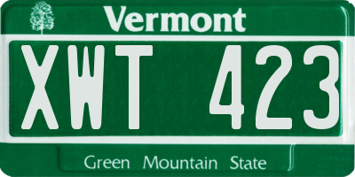 VT license plate XWT423