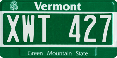 VT license plate XWT427