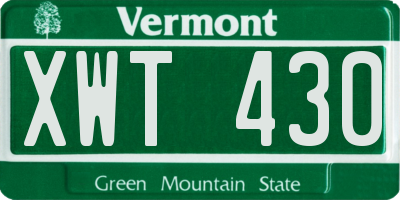 VT license plate XWT430