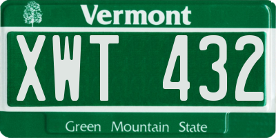 VT license plate XWT432