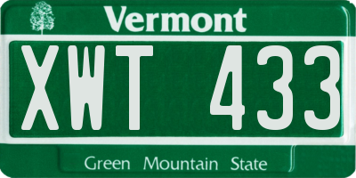VT license plate XWT433