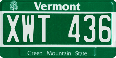 VT license plate XWT436