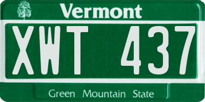 VT license plate XWT437