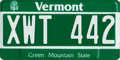 VT license plate XWT442