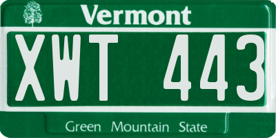 VT license plate XWT443