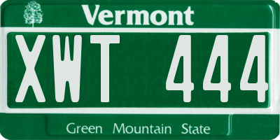 VT license plate XWT444