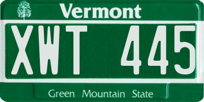 VT license plate XWT445