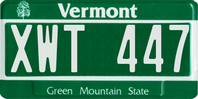 VT license plate XWT447