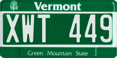 VT license plate XWT449