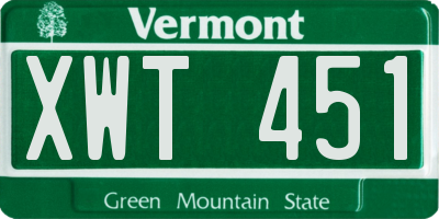 VT license plate XWT451
