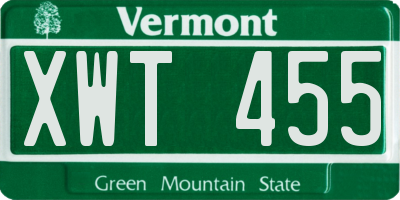 VT license plate XWT455