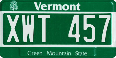 VT license plate XWT457