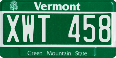 VT license plate XWT458
