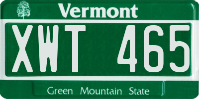 VT license plate XWT465