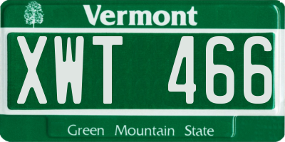 VT license plate XWT466