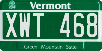 VT license plate XWT468
