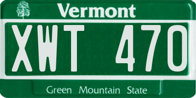 VT license plate XWT470