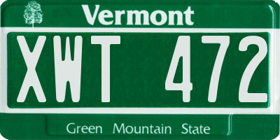 VT license plate XWT472