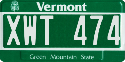 VT license plate XWT474