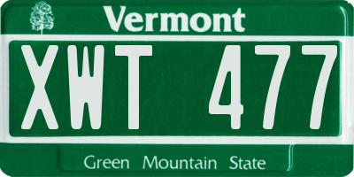 VT license plate XWT477