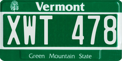 VT license plate XWT478