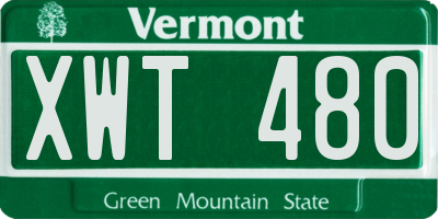 VT license plate XWT480