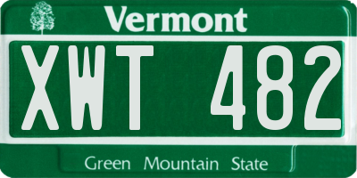 VT license plate XWT482